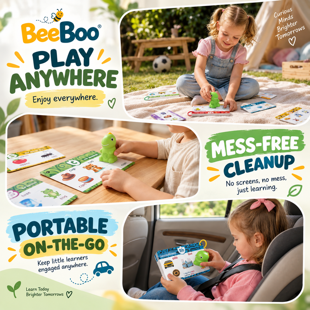 BeeBoo™ Talking Card Set — Squirrel & Snowman Edition | Phonics & Sight Words Learning Toy for Kids 3+