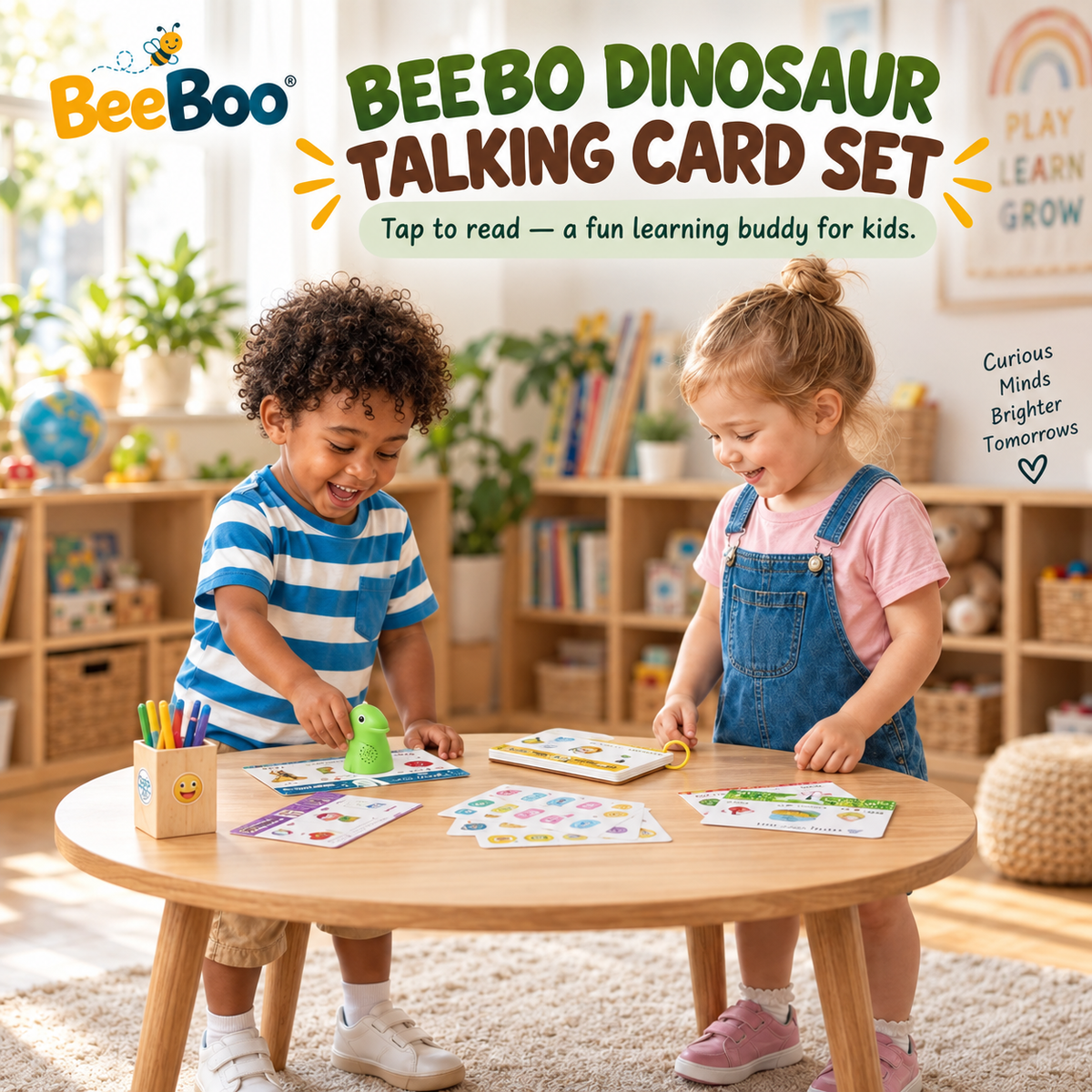 BeeBoo™ Talking Card Set — Squirrel & Snowman Edition | Phonics & Sight Words Learning Toy for Kids 3+