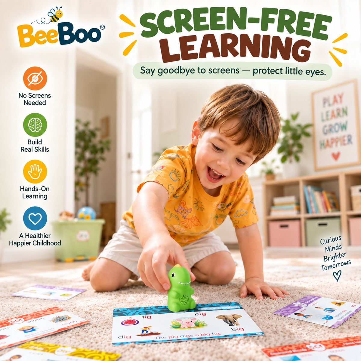 BeeBoo™ Talking Card Set — Squirrel & Snowman Edition | Phonics & Sight Words Learning Toy for Kids 3+
