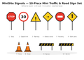 MiniSite Signals – 10-Piece Mini Traffic & Road Sign Set